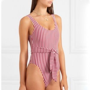 Peony Belted Jacquard-Knit Poolside Swimsuit